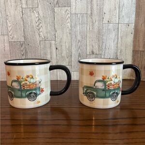 Robert Stanley Vintage teal Truck Autumn 15oz Mugs - Set of 2